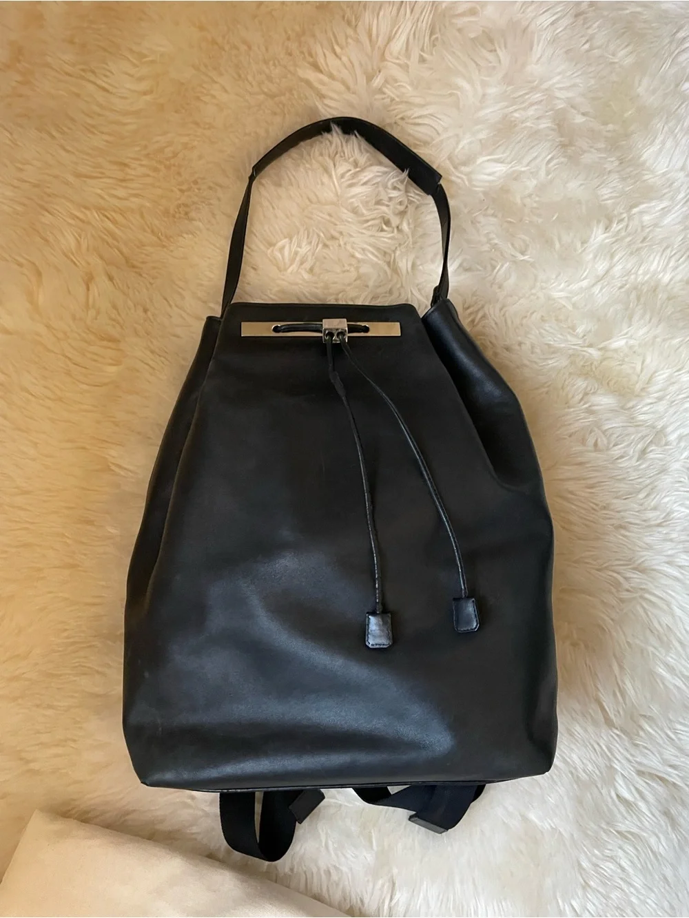 Authentic | discontinued The Row 11 black saddle leather backpack / purse